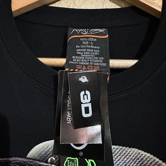 Gangster Joker Girl Card Hip Hop Money Mega Print T-Shirt L Black Rock Chang 3D - Picture 4 of 5